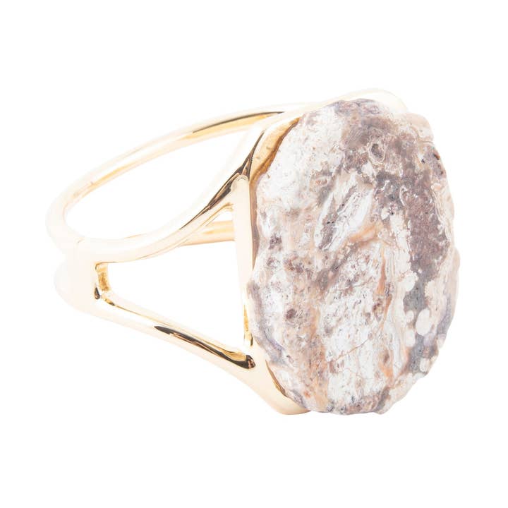 Bruine Ocean Jasper Plaat Gouden Manchette Armband voor wholesale door Barse Jewelry