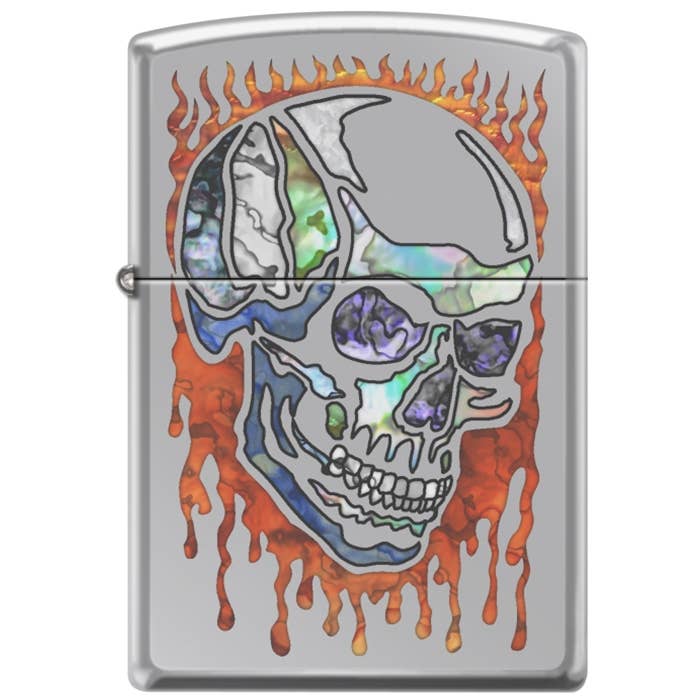 Polished Chrome Fusion Skull Zippo Lighter for wholesale by Lighter King