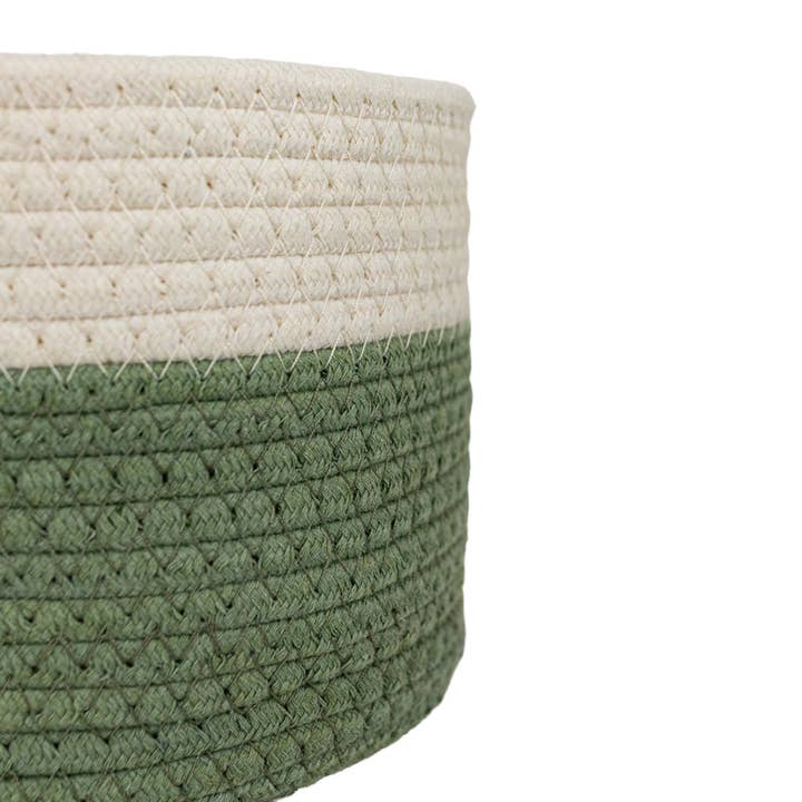 Foreside Home & Garden - Wholesale Basket - SALE - Polly Set 3 Color Block Baskets Green Cotton1