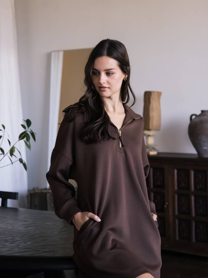 P. CILL – wholesale Klänning - Dam – P. CILL Smör Modal Kvartalsdragkedja Långärmad Klänning23