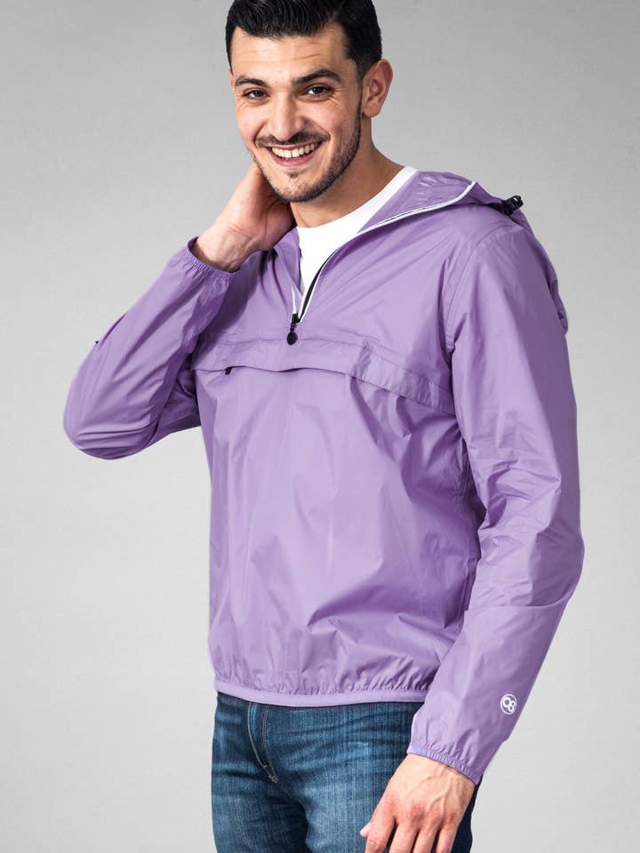 Lys lilla kvart lynlås pakbar regnjakke og vindjakke for engroshandel hos O8 Lifestyle