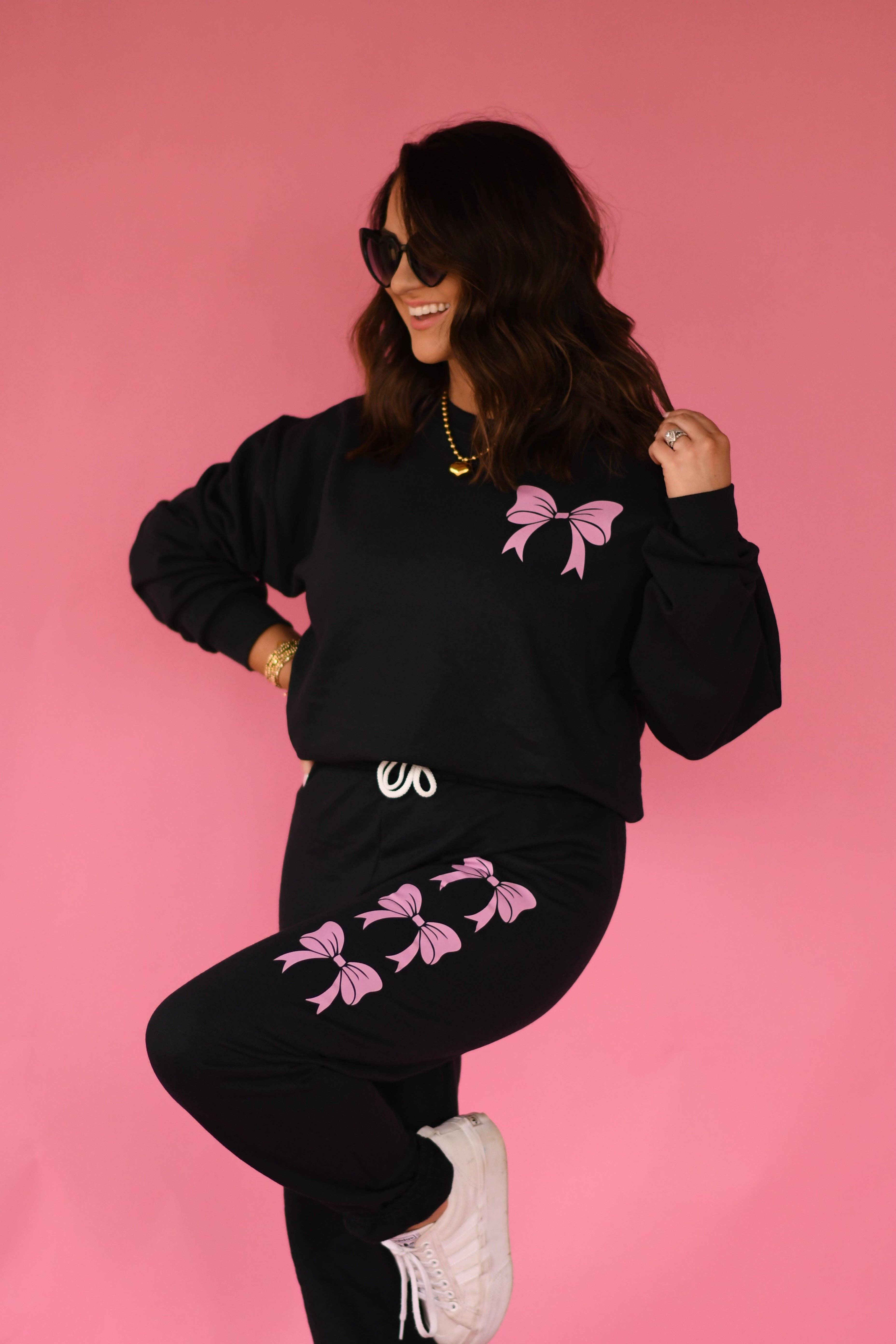 Black Bow Jogger Set for wholesale on Faire2