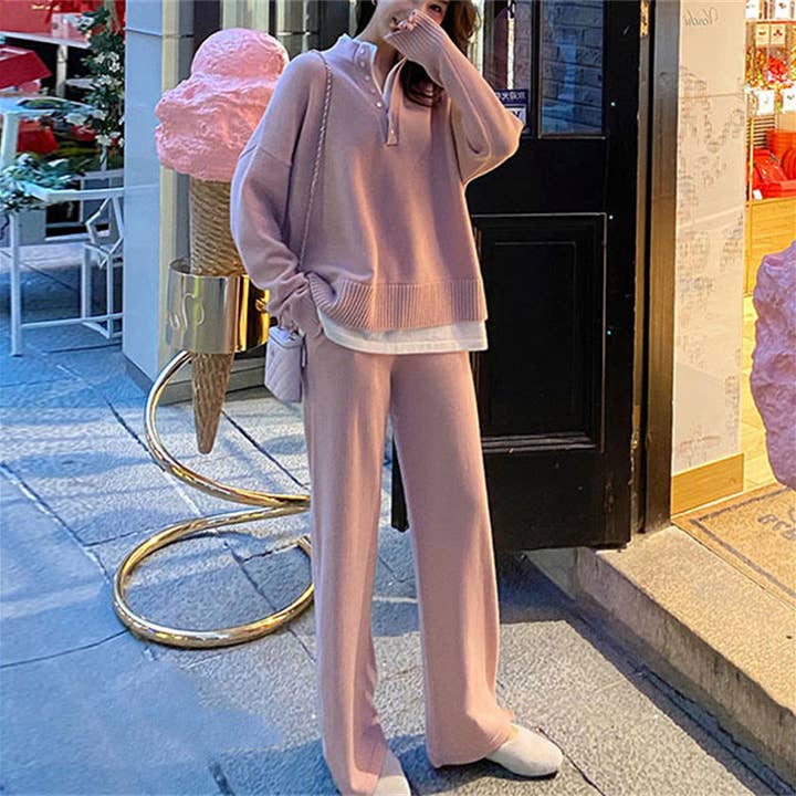 Marayn - Wholesale Lounge Set - Women's - Chic Knit Sweater WideLeg Pants Autumn Set22