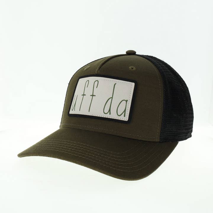 Aisling – Engroshandel Trucker hat - Unisex – uff da Roadie Trucker Hat i Olive Slub/Sort