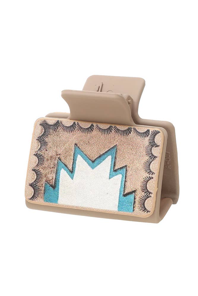 UNISHE - Wholesale Hair Clip - Women's - Western Print PU Claw Clip MOQ 5pcs ZK14480