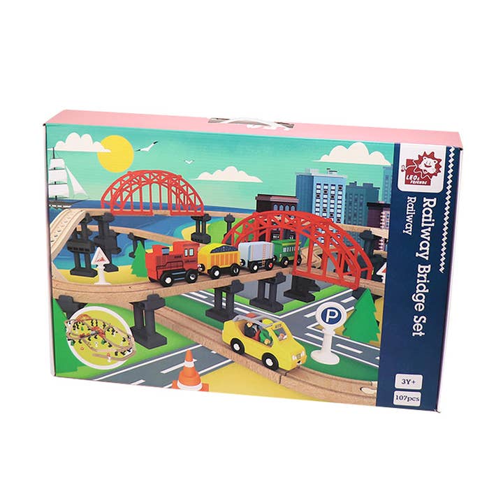 Leo & Friends - Wholesale Toy Set - Kids - Leo & Friends Railway Bridge Set, Wooden Toy6
