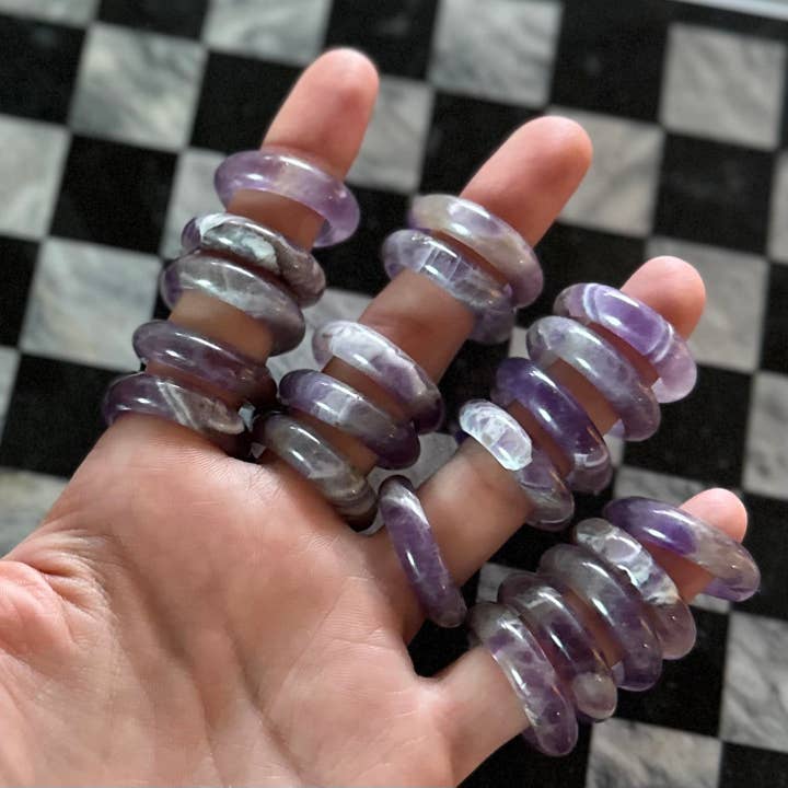 Pebble House - Wholesale Band/Stacked Ring - Amethyst Rings -10 pcs (Crystals & Stones)