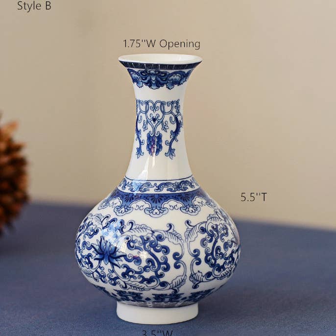 Sweet Home Deco - Wholesale Vase - Chinoiserie Bud Vase, Porcelain Vases, Blue and White Vases