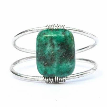 OLI ring - Chrysocolla - 925 silver - double ring for wholesale by Mani Namaste