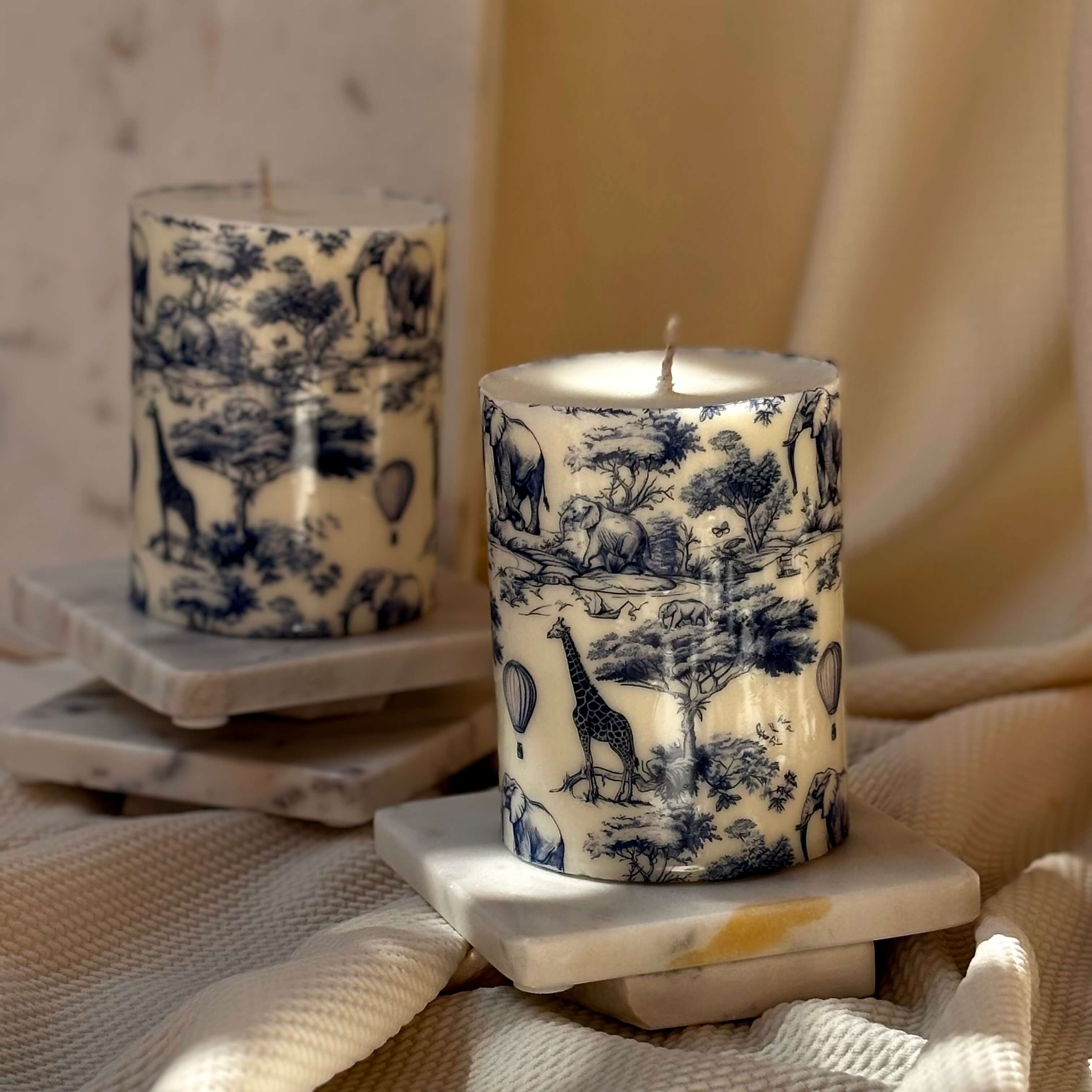 OH MY BOX - Wholesale Pillar Candle - Toile Safari Candle | Elegant Home Decor Gift13