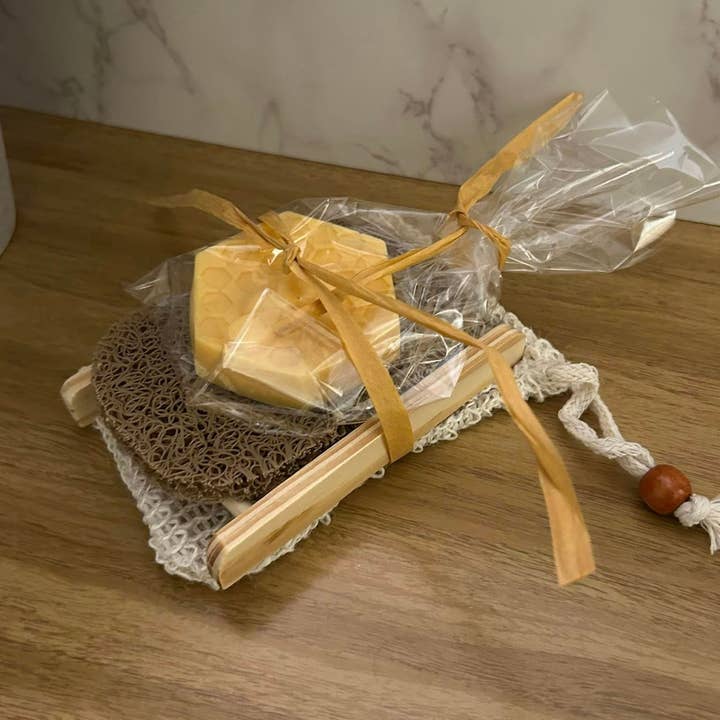 Conjunto de presente de sabonete de manteiga de karité em favo de mel por atacado de Flame + Pout