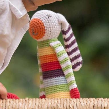 Velvety Plush Organic Rainbow Bunny for wholesale by PebbleChild USA