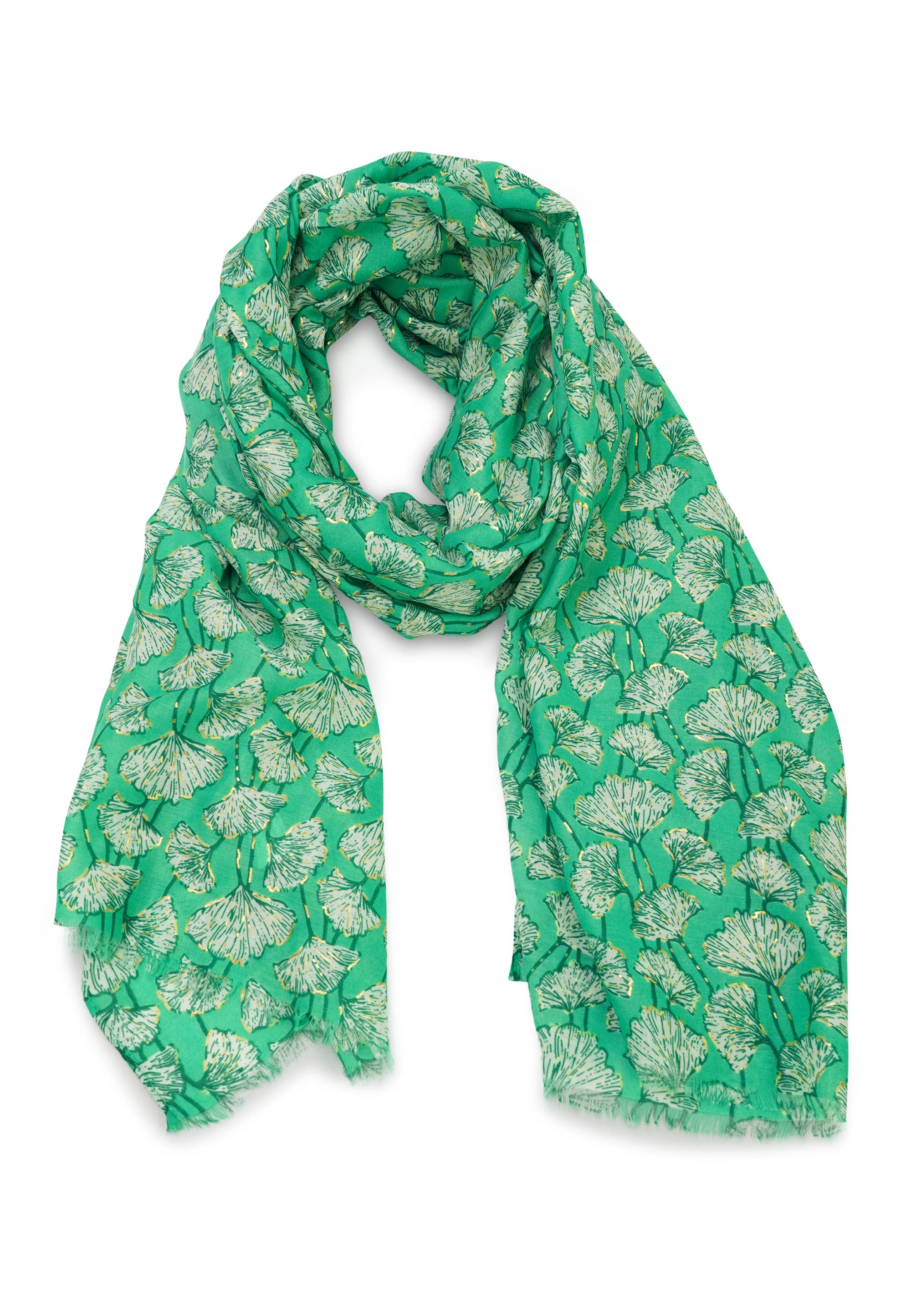 HJS – wholesale Scarf – Women's – Printed scarf 'CLOVER' - made of viscose with golden print2