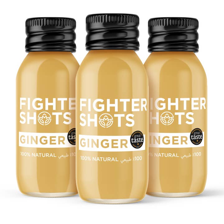 Fighter Shots – wholesale Wellness juice/tonic – Ginger - organic cold pressed ginger, glass bottle, 12x60ml
