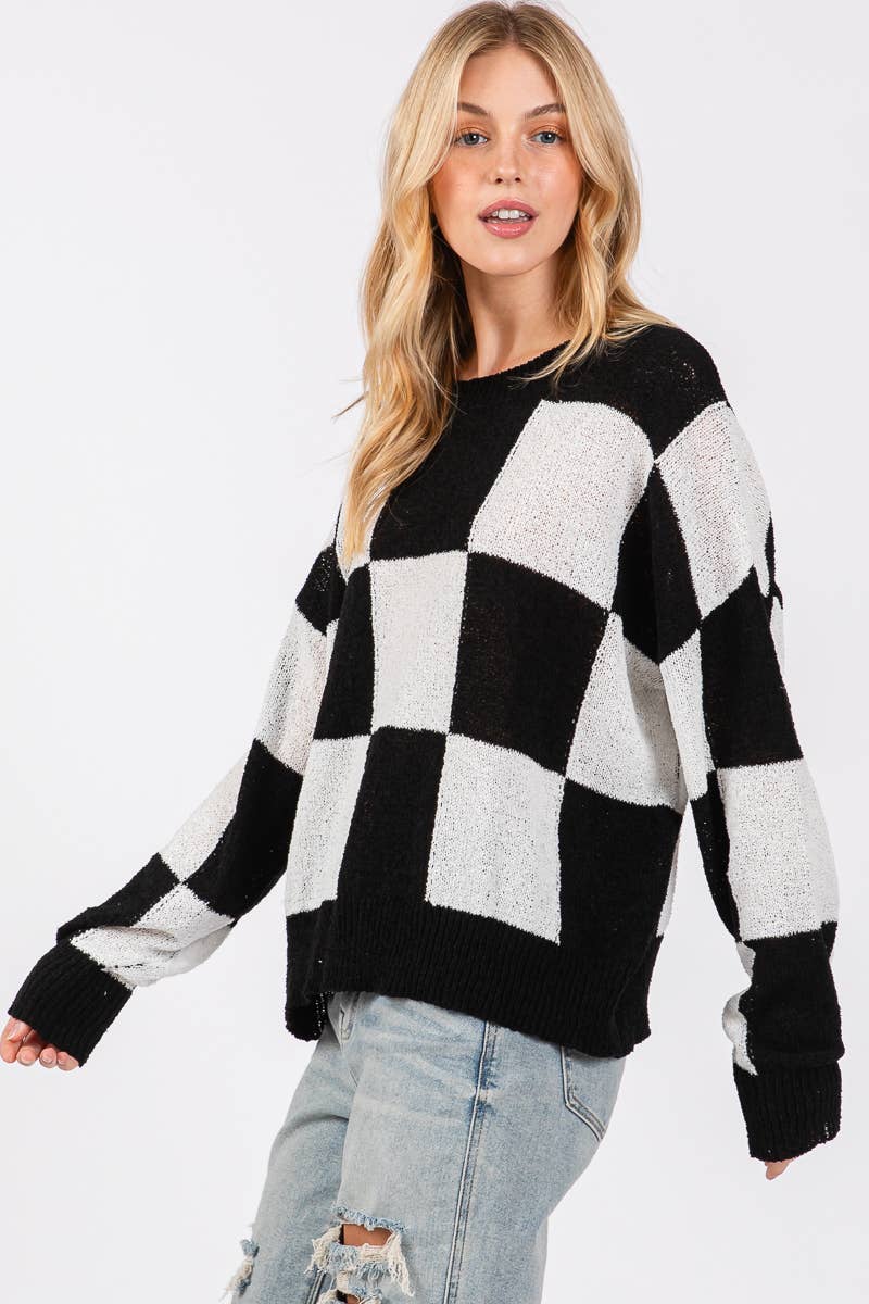 Sewn and Seen - Wholesale Knit Sweater - Women's - CHECKER SWEATER TOP 11