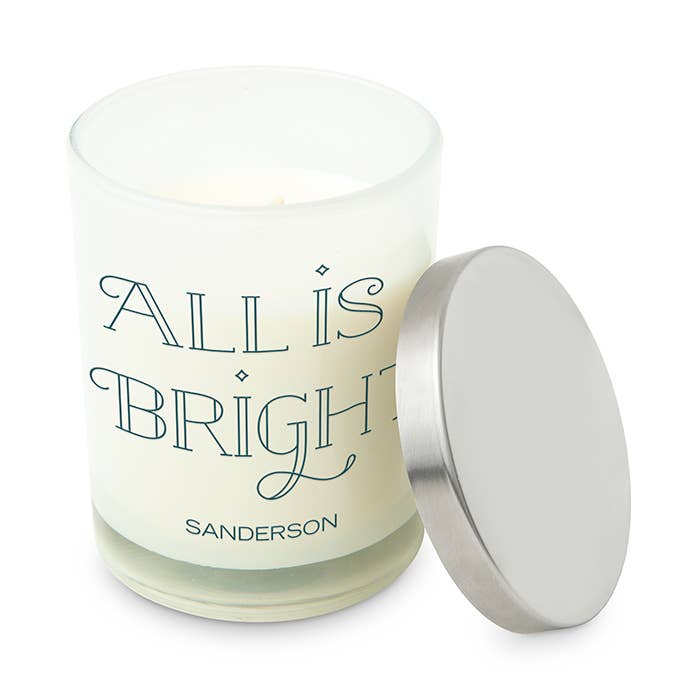 Personalized Glass Jar Gift Candle With Lid - All Is Bright for wholesale by Weddingstar Inc.