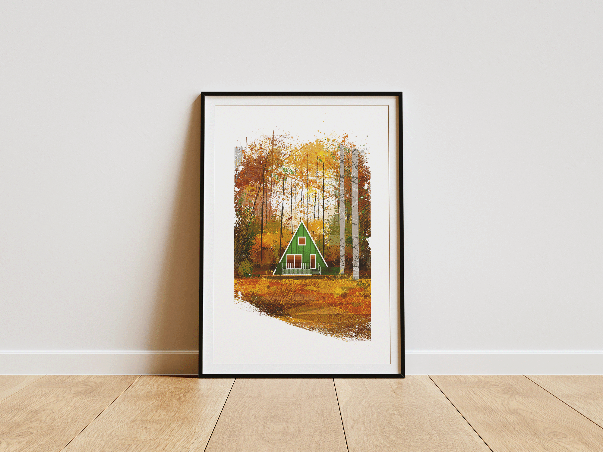 Mr Watson Design – wholesale Art print – Scandinavian Lodge in the woods - Retro print0