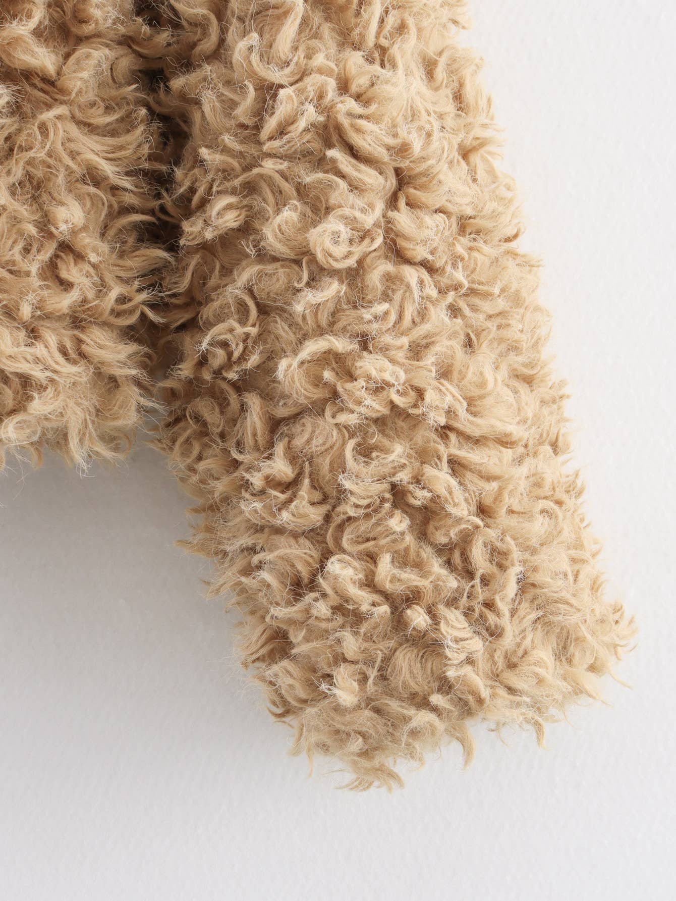 KHAKI Lapel long-sleeved single-breasted faux fur coat for wholesale on Faire9