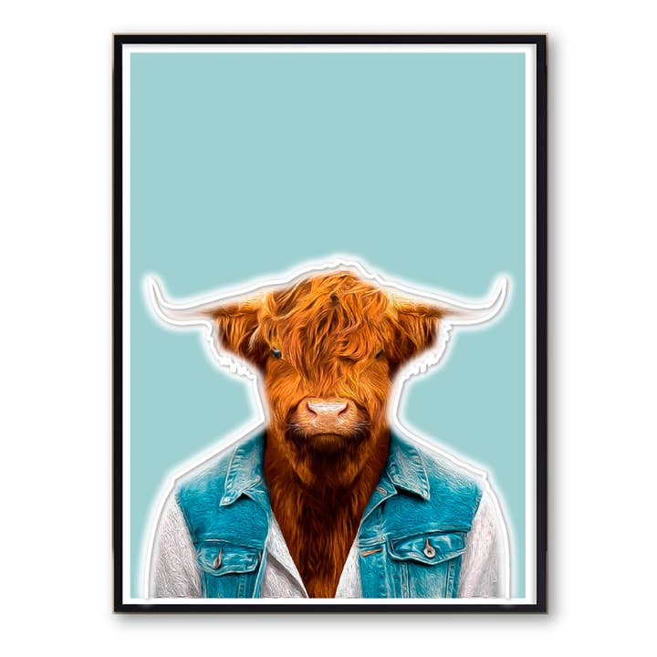 Vestido Quadro Animal Neon Buffalo Battery para venta al por mayor de Woooow Arte