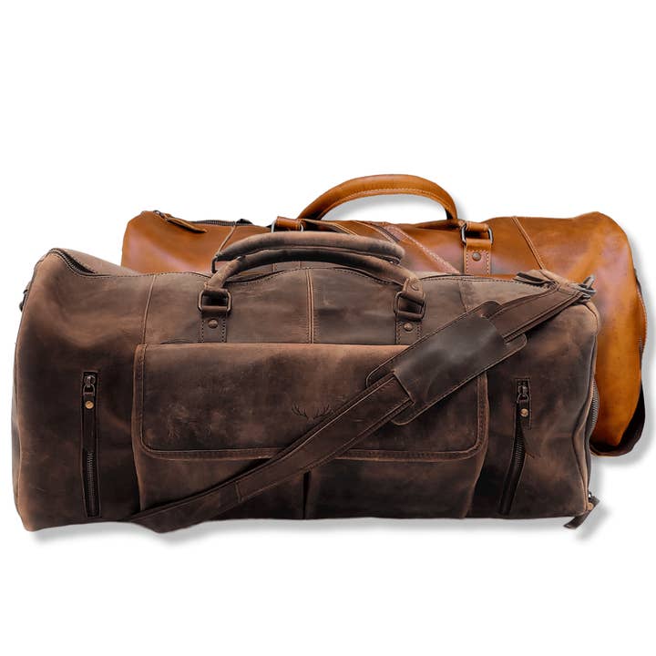 Denali Vintage Saddle Leather Weekender Leather Duffel Bag for wholesale by Ranch Junkie