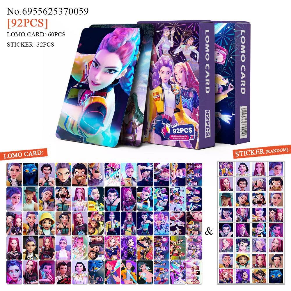 Demon Hunters KDH K-pop inspired 60PCS LOMO Card&32PCS Stickers set for wholesale on Faire2