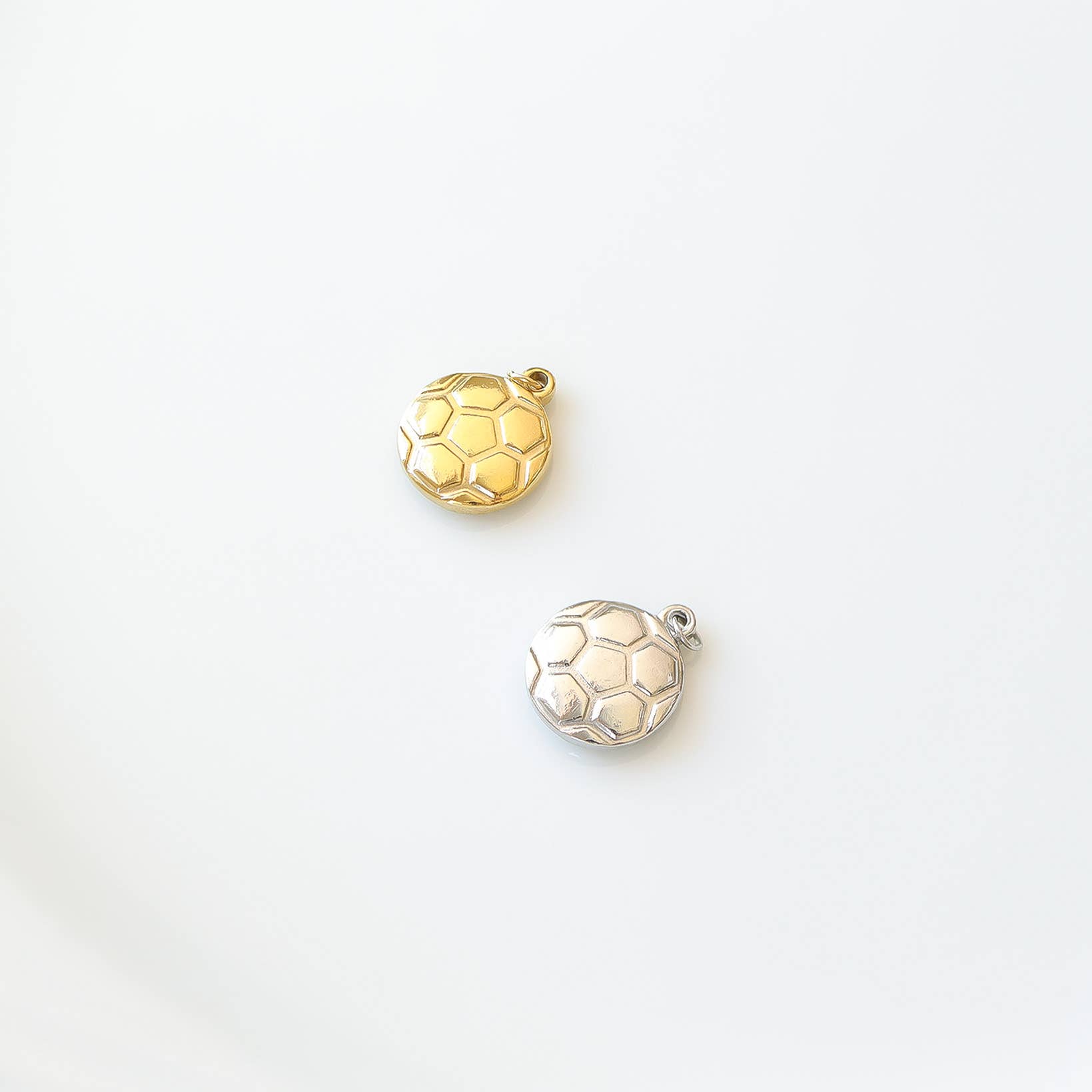WJW - Wholesale Individual Charm/Pendant - 18K Gold PVD Stainless Steel Soccer Ball Charm4