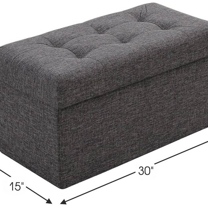 Ornavo Home – Großhandel Polsterhocker – Faltbare, getuftete Leinenbank mit Stauraum2
