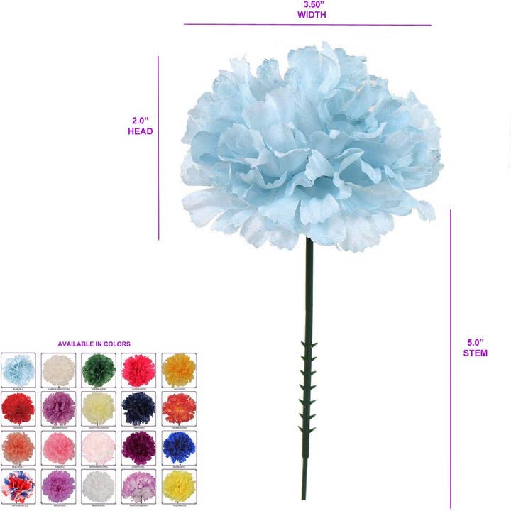 Larksilk - Wholesale Artificial Flowers - Blue Carnation Floral Pick For Crafts Arrangements Events1