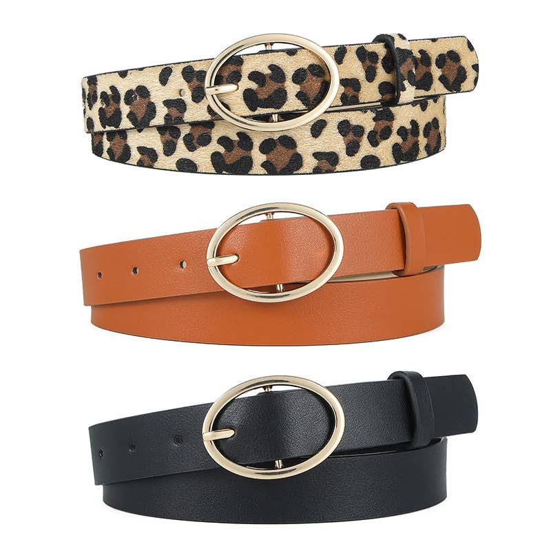 Lily Clothing - Wholesale Belt - Women's - LEOPARD PRINT PU LEATHER BELT WITH ROUND BUCKLE11