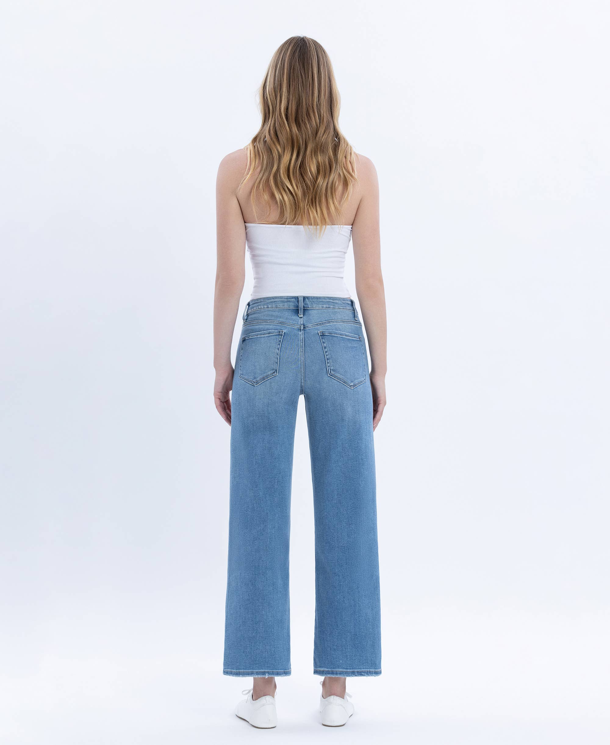 ABOUND TUMMY CONTROL HIGH RISE CROP WIDE LEG JEANS LV1359 for wholesale on Faire5