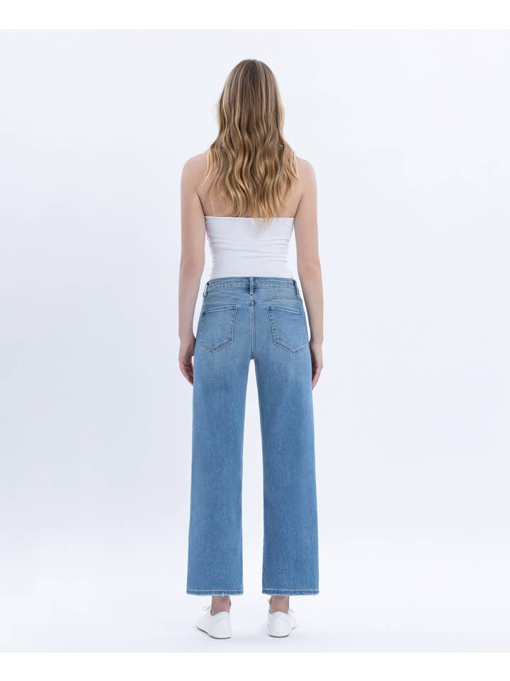 ABOUND TUMMY CONTROL HIGH RISE CROP WIDE LEG JEANS LV1359 for wholesale on Faire5