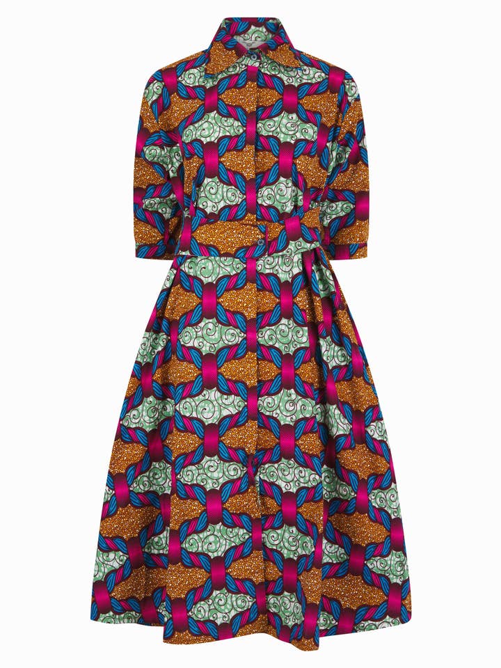 Rita Midi African print dress for wholesale by Ohema Ohene