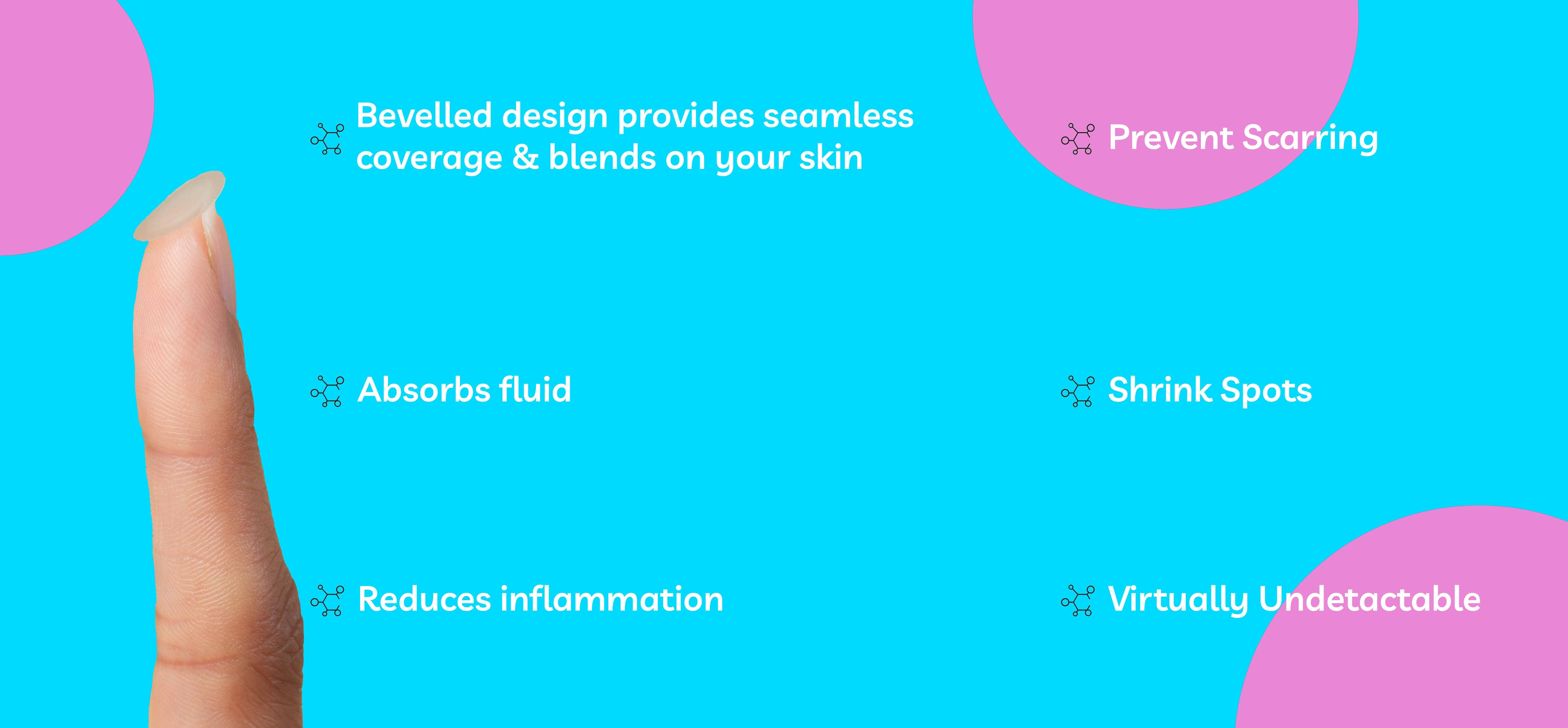 My Wholesale Warehouse - Vente Patch contre l'acné/hydrocolloïde - Patchs Hydrocolloïdes Anti-Imperfections Clear Molecule - Biseautés 12mm - Pack de 304