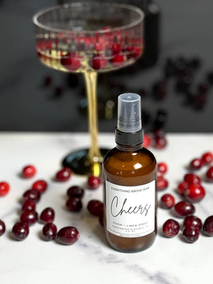Cheers Room + Linen Spray for wholesale by Everything Above Fear