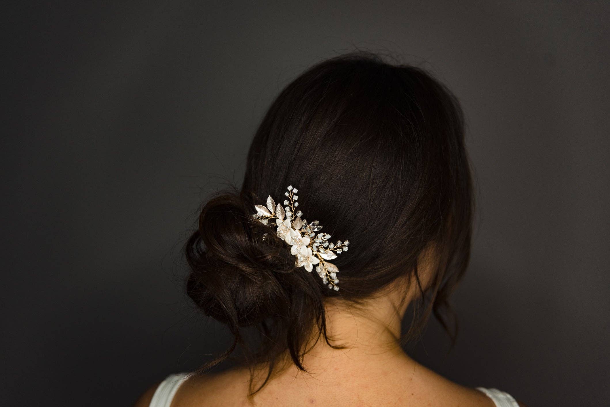 Brides and Belts - Wholesale Hair Pin - Gina Gold Wire Floral Champagne Hair Pin6