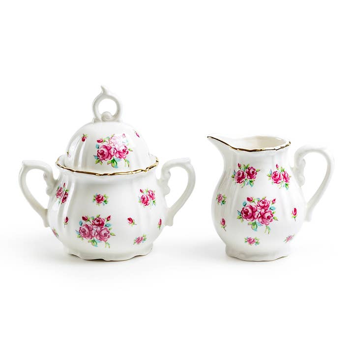 Grace Teaware - Wholesale Tea Set - Rose Bud Fine Porcelain Children's Sugar and Creamer Set