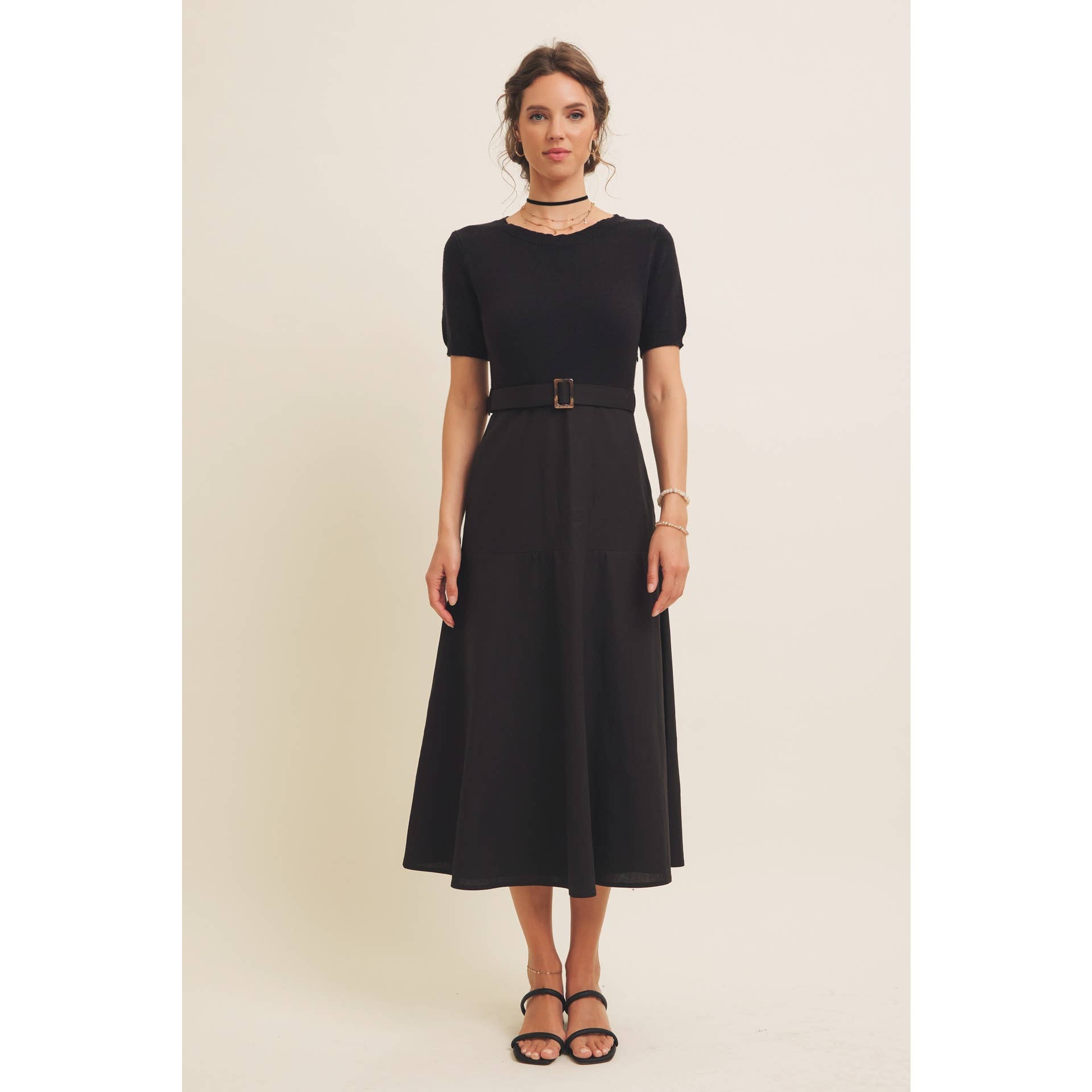 in february - Wholesale Dress - Women's - PHOTOGRAPHS LIKE A DREAM BELTED SWEATER TWOFER MIDI DRESS23