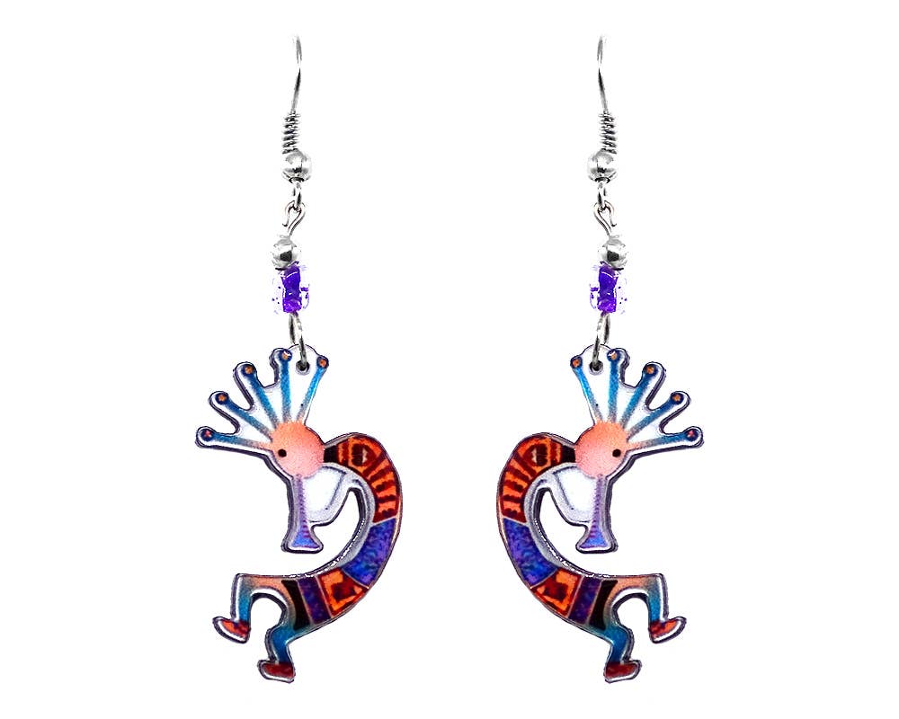 Pichincha - Wholesale Dangle Earrings - Acrylic Kokopelli Southwestern Native Deity Dangle Earrings4