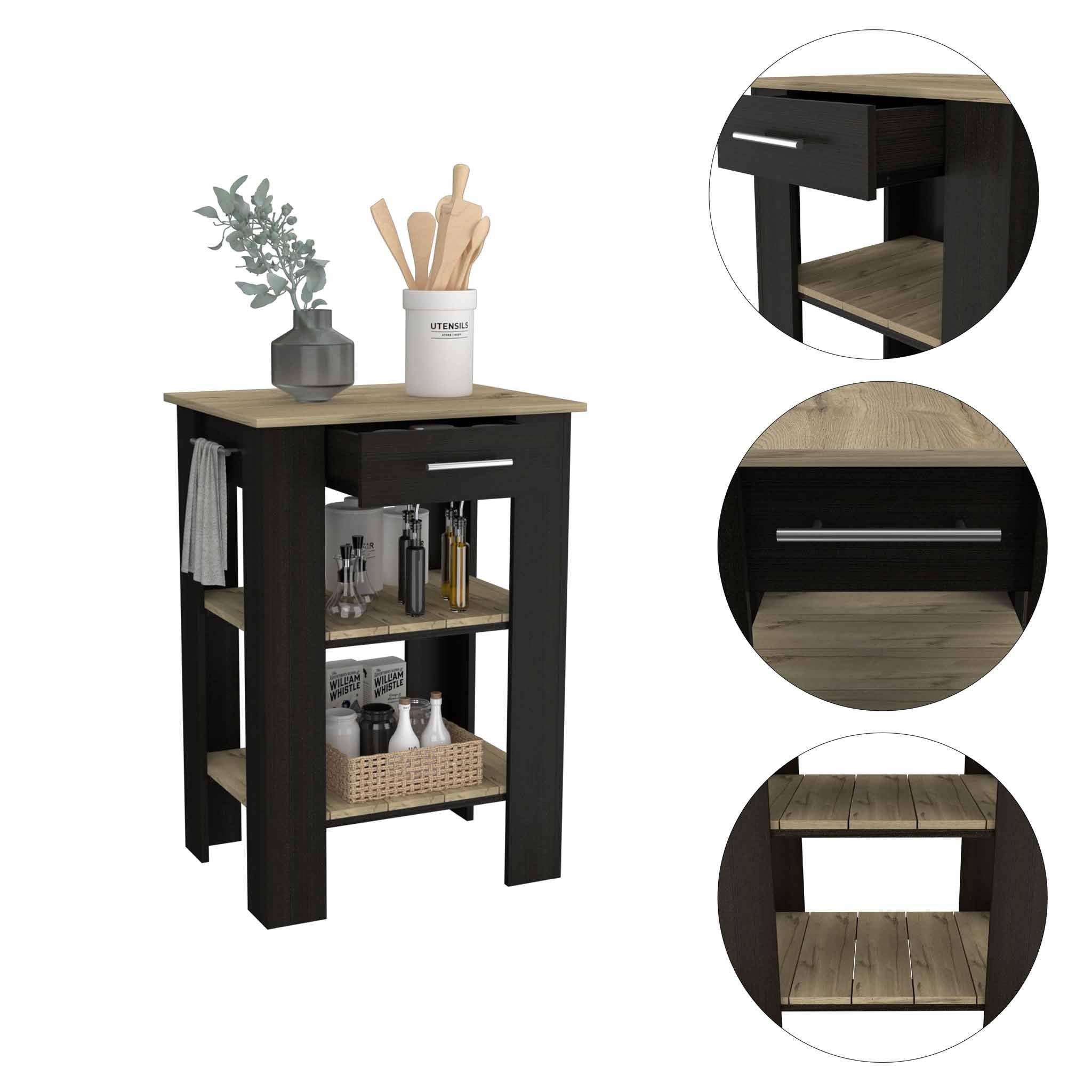 TUHOME FURNITURE - Wholesale Kitchen Storage/Organizer - Cala Kitchen Island 23, Two Shelves, Two Drawers5