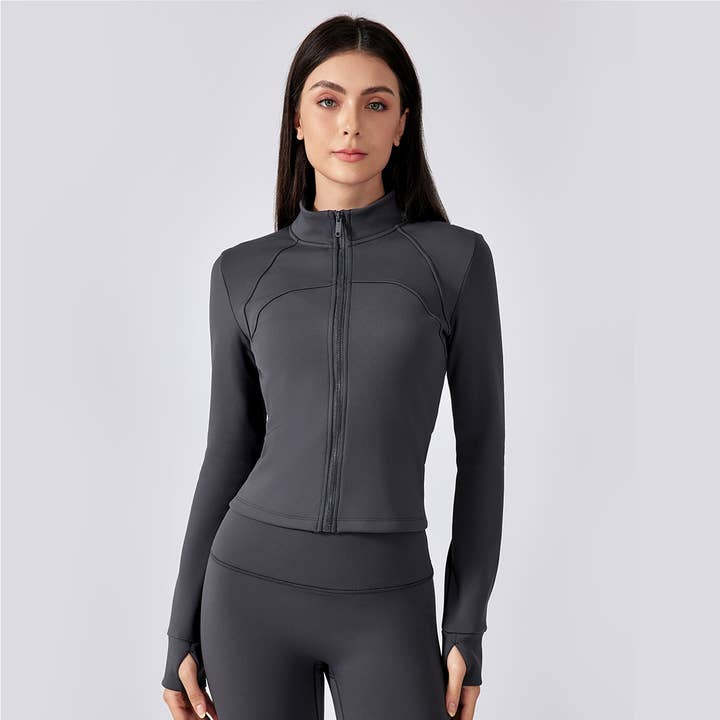 Sodalemon - Wholesale Athletic Jacket - Women's - Women Winter Fleece Zipper Thumb Hole Sports Jacket11