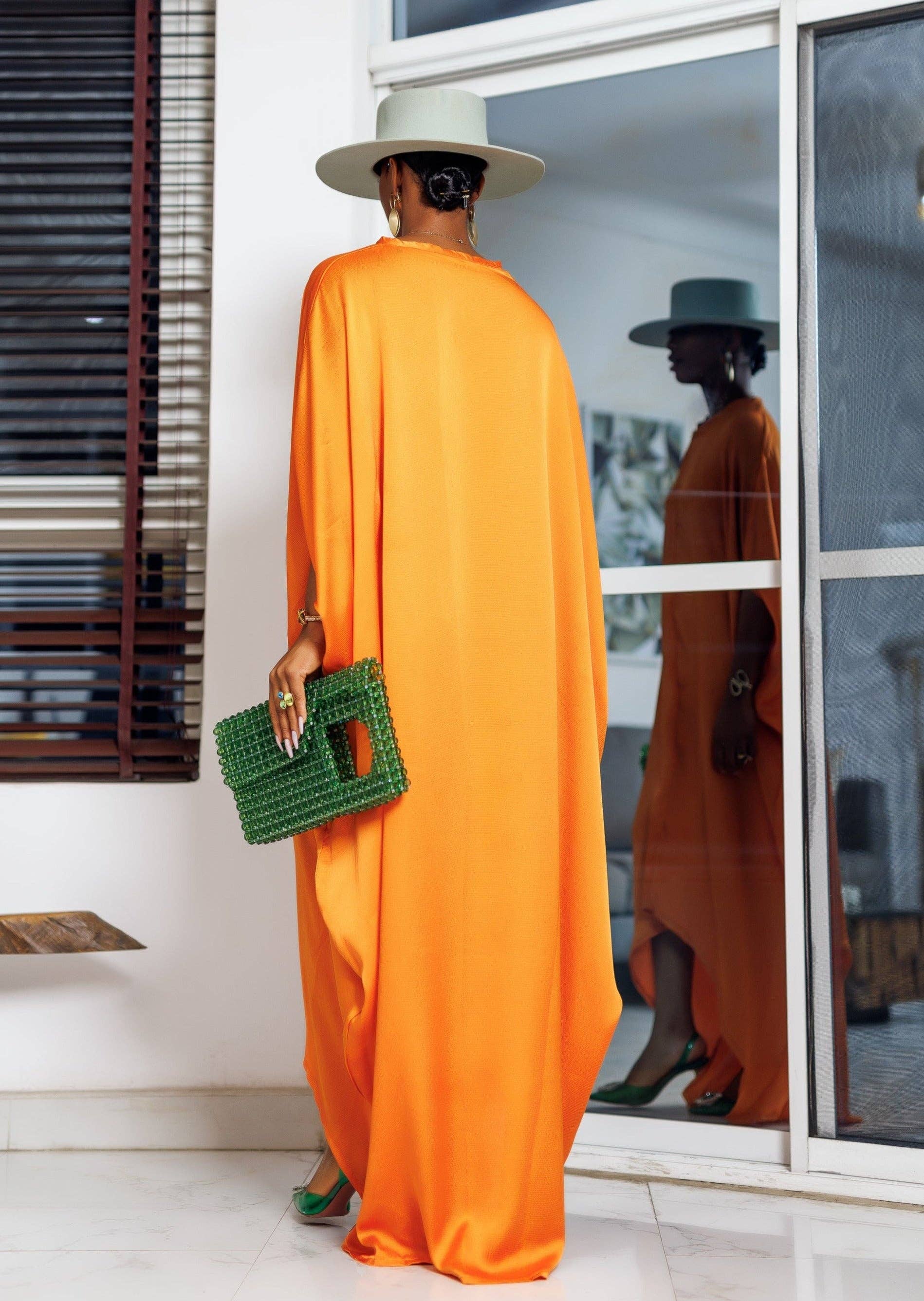 DUA MENKA – Großhandel Kaftan – Damen – Idemili Kaftan - elegantes Maxikleid in Orange2