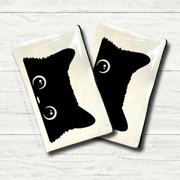 Coastal Creators of Connecticut - Wholesale Pouch - Unisex - Peeking Cat Multi-Use Canvas Storage Bag
