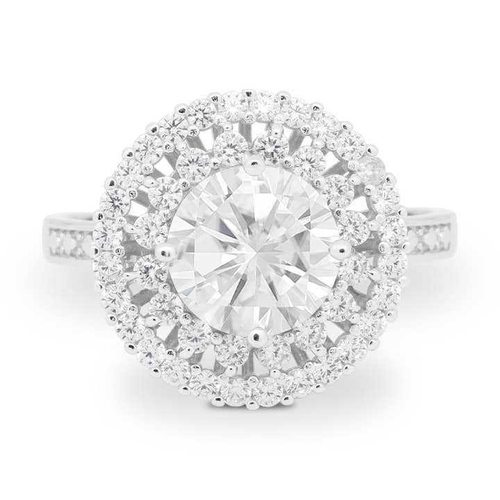 Cocktail Round Simulated CZ Wedding Ring for wholesale by Blue Apple Imports