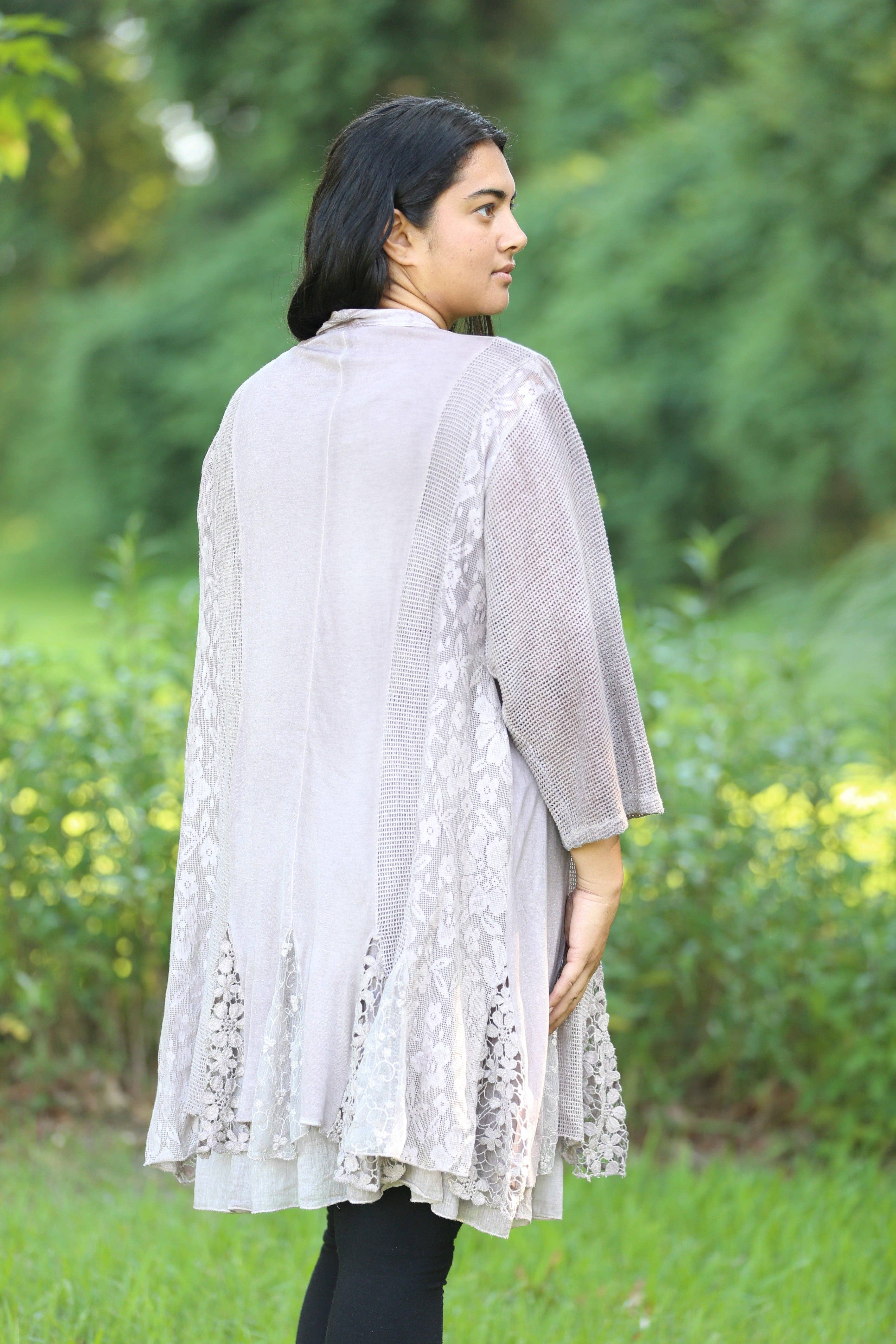 Sacred Threads - Wholesale Tunic - Women's - Whispering Dove Lace Cotton Blend Cardigan Set2