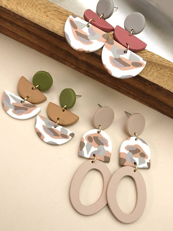NEUTRAL POLYMER CLAY EARRINGS | 40E268 for wholesale by JOSSLYN by wall to wall