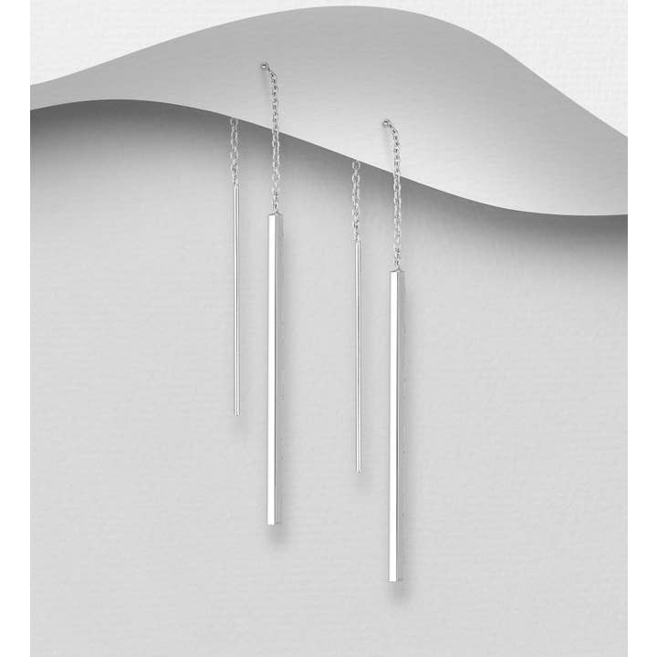 Oreilles à longues barrettes Sterling Threader pour la vente par Kate Carr / PureNY Jewelry LLC