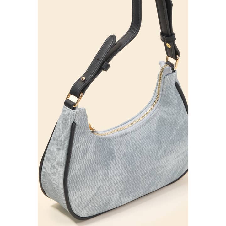 BL Denim And Faux Leather Hand Bag for wholesale on Faire