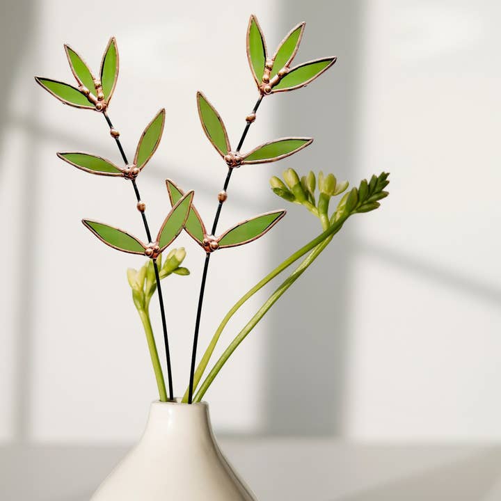 Samara Designs Studio – Großhandel Künstliche Blumen – Grüner Buntglas-Wildblumenzweig0