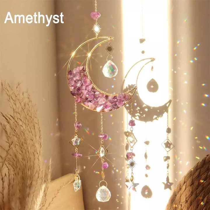 Earth's Gems Boutique - Wholesale Suncatcher - Moon crystal suncatcher- Energy Boost hanging wall decor
