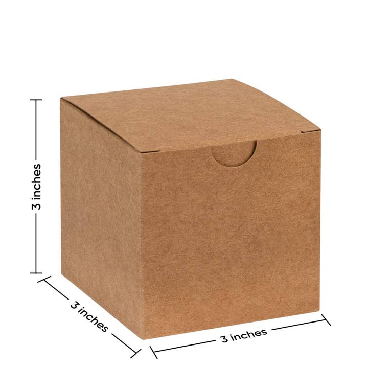 Hammont - Wholesale Gift Box - Cube Kraft Gift Tuck Top Boxes 18 Pack 3X3X3